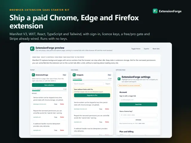 ExtensionForge — Browser Extension Starter Kit