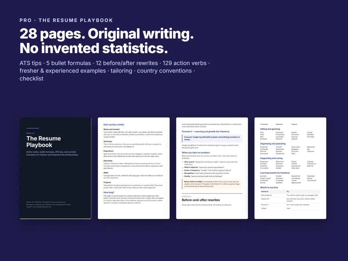 Pages from the 28-page Resume Playbook (Pro)
