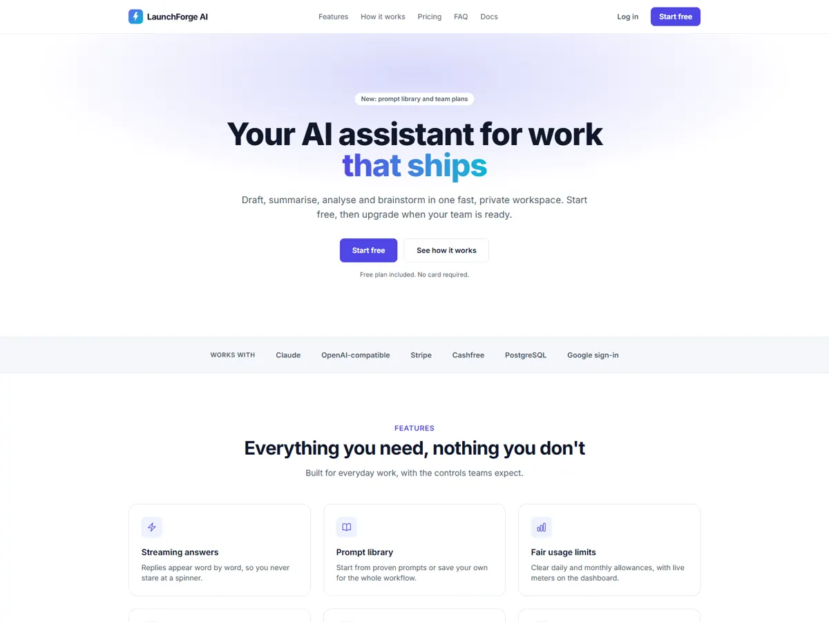 LaunchForge AI landing page hero