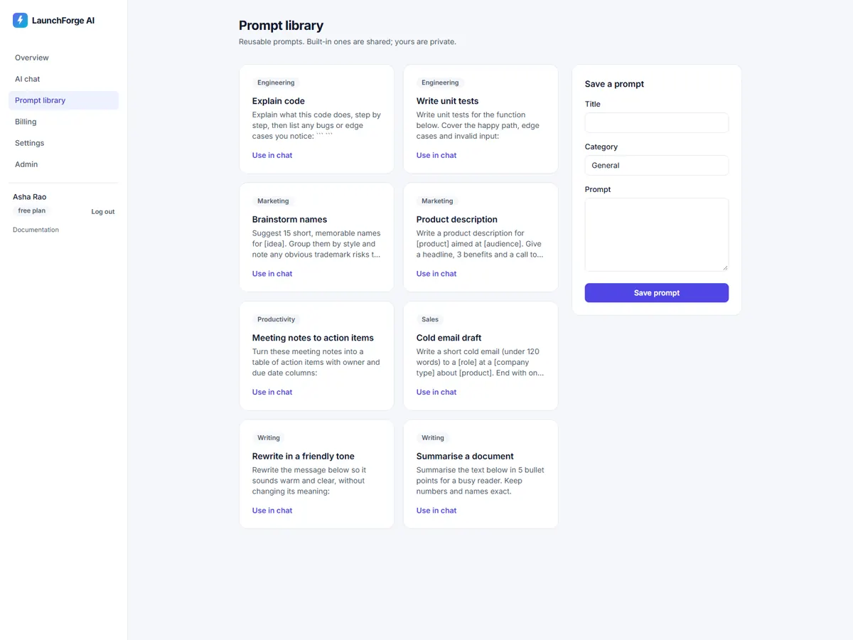 Prompt library