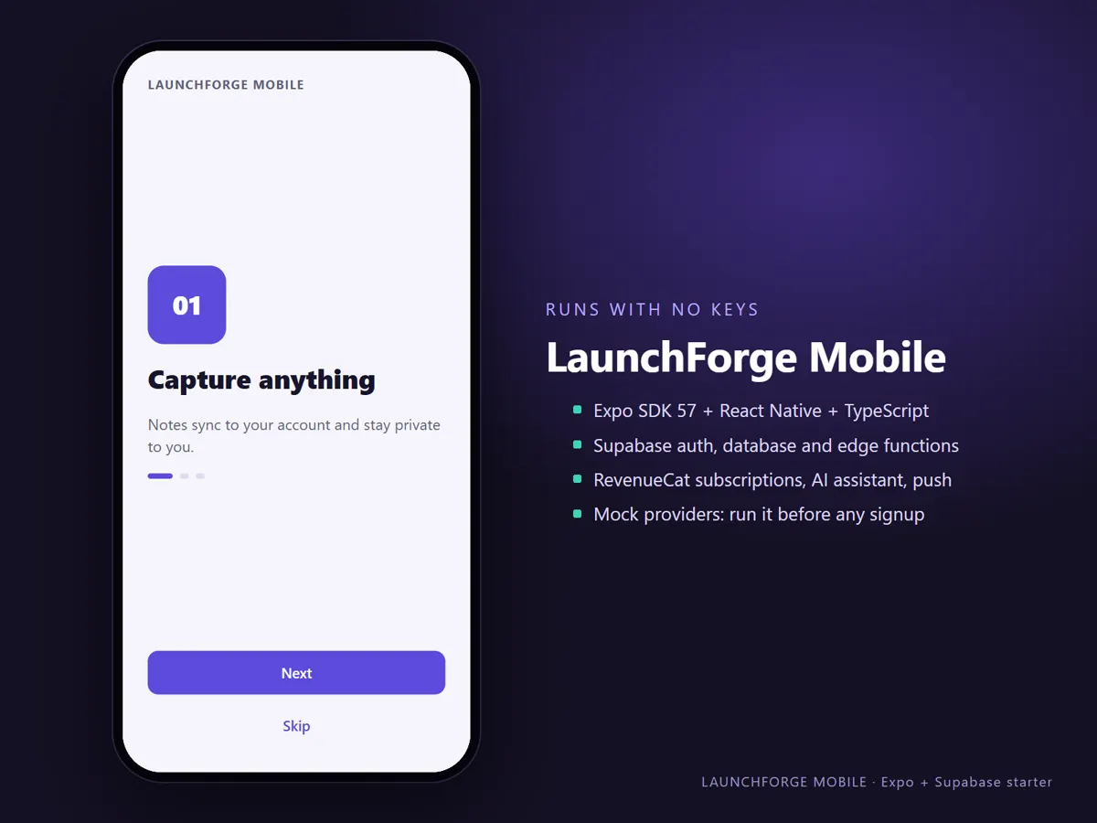 Onboarding screen in a phone frame