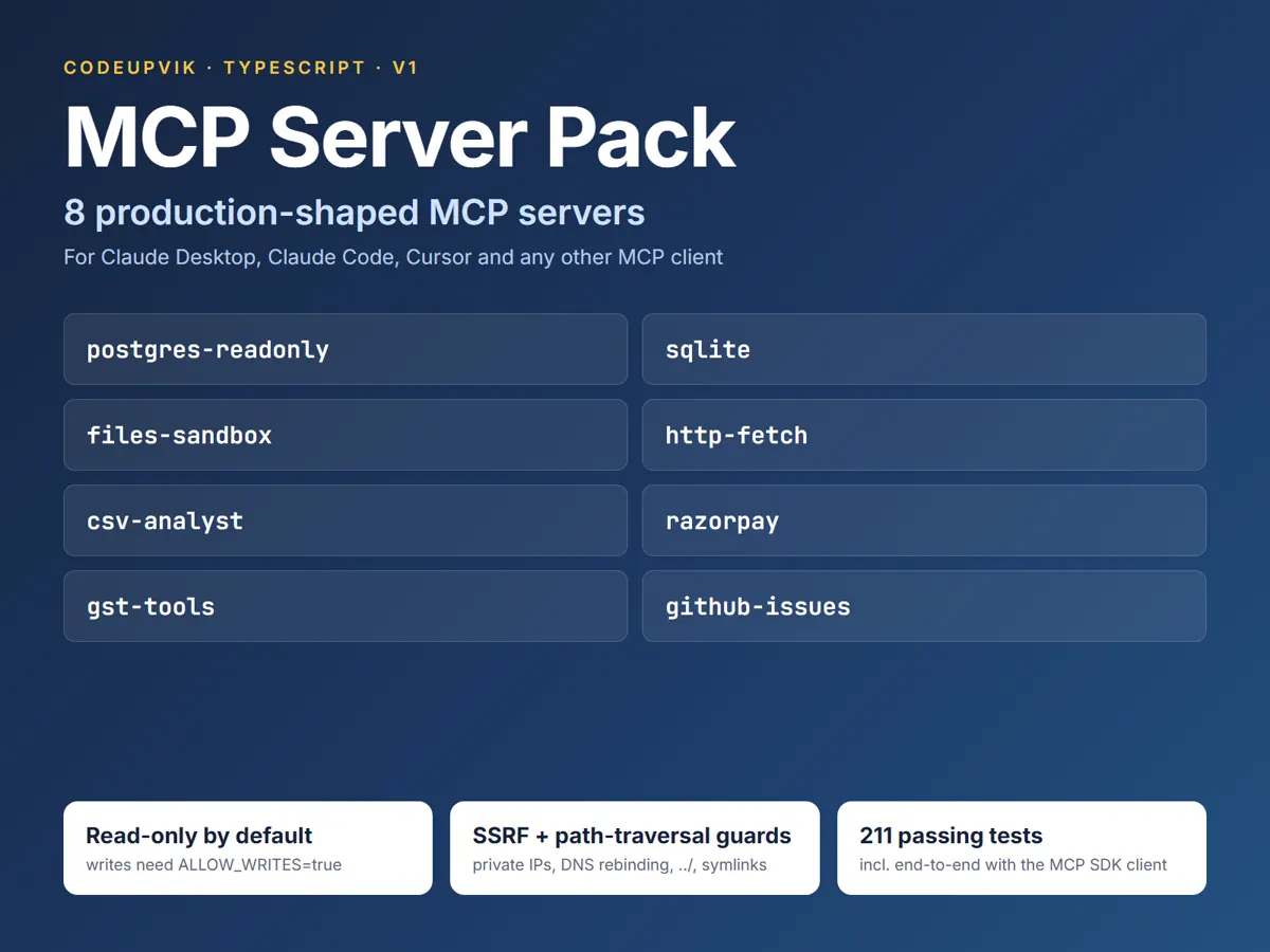 8 MCP servers, read-only by default