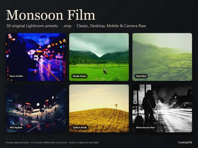 Monsoon Film — 30 Lightroom Presets