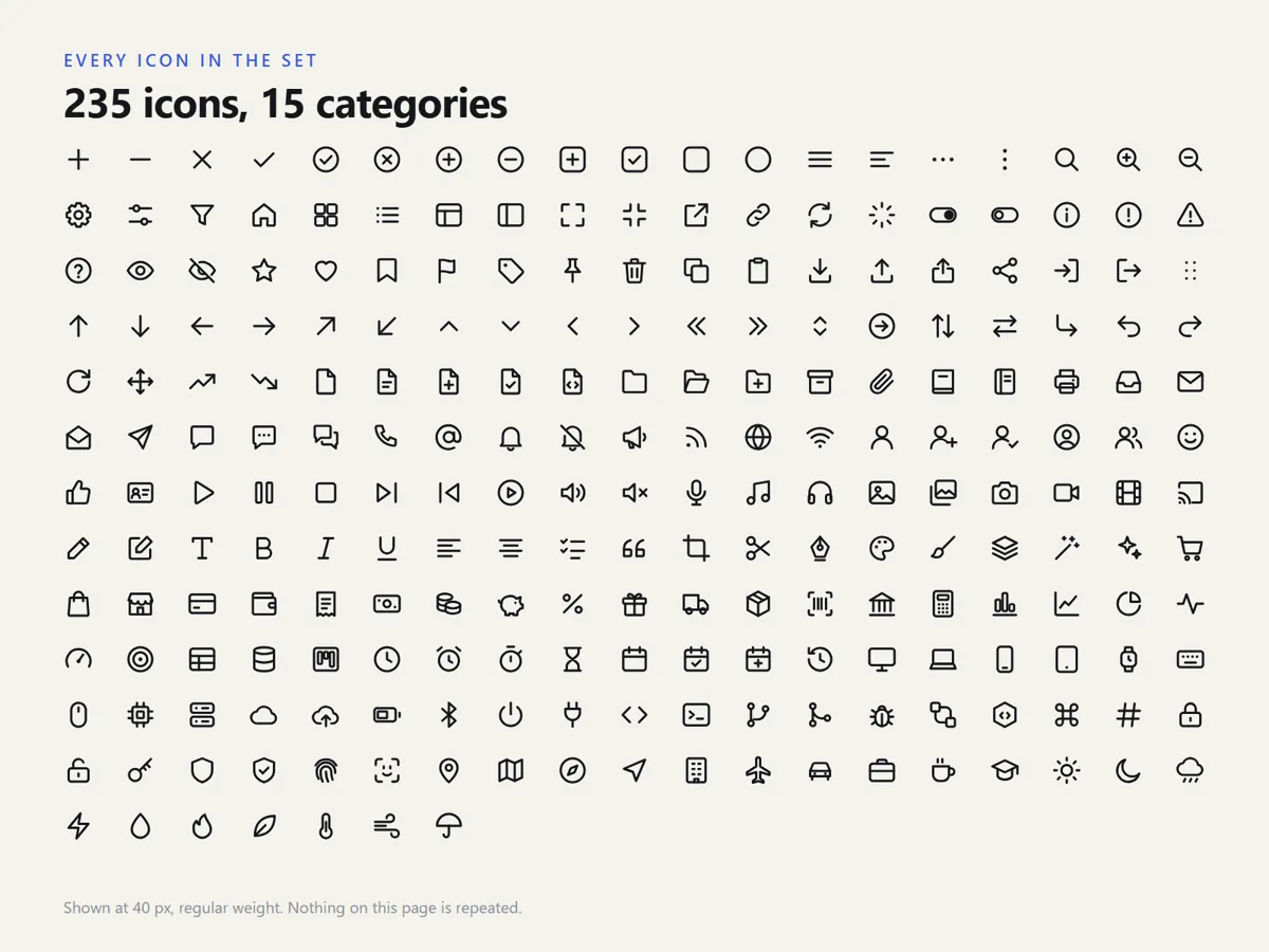 All 235 icons in 15 categories