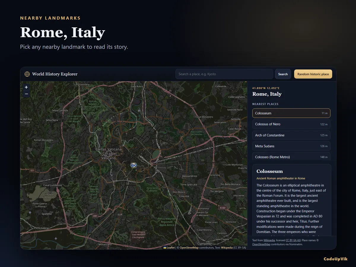 History card for Rome