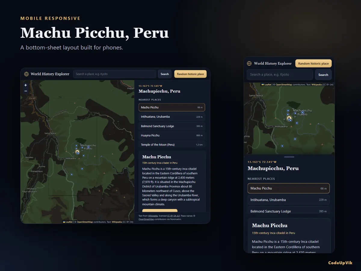 History card for Machu Picchu
